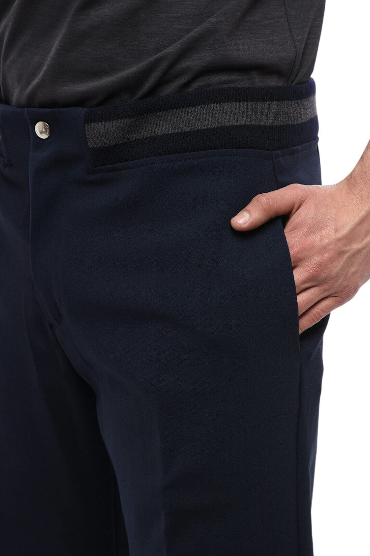 Blue Straight Mid Rise Trousers 3