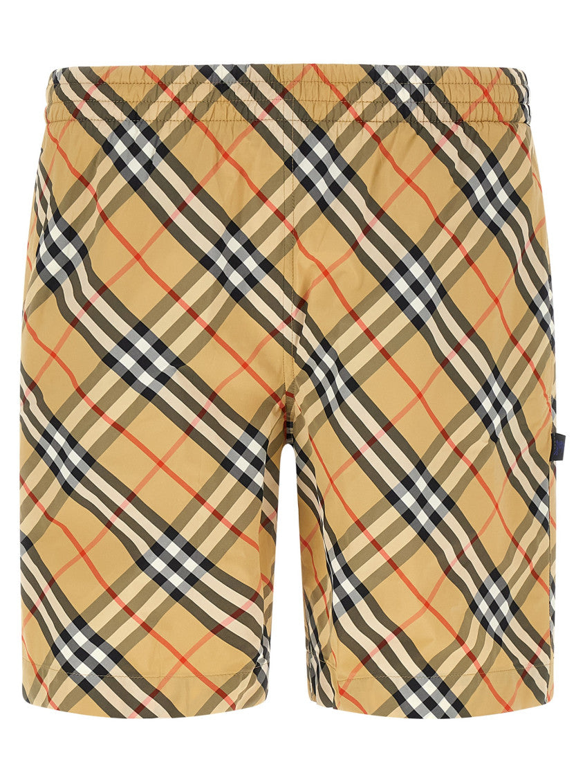 Beige Check Swim Shorts 1