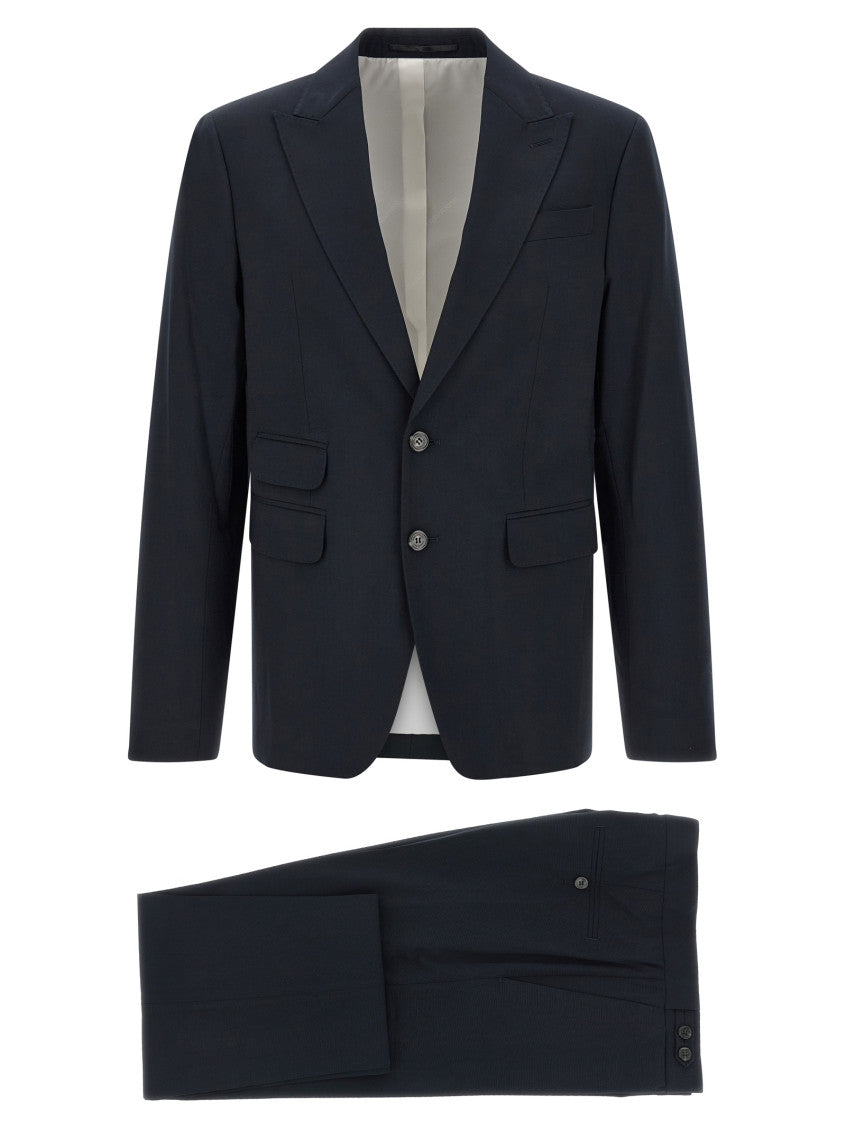 Navy Blue Peaked Lapel Suits 1