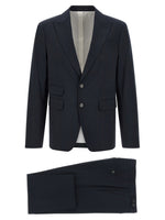 Navy Blue Peaked Lapel Suits 1