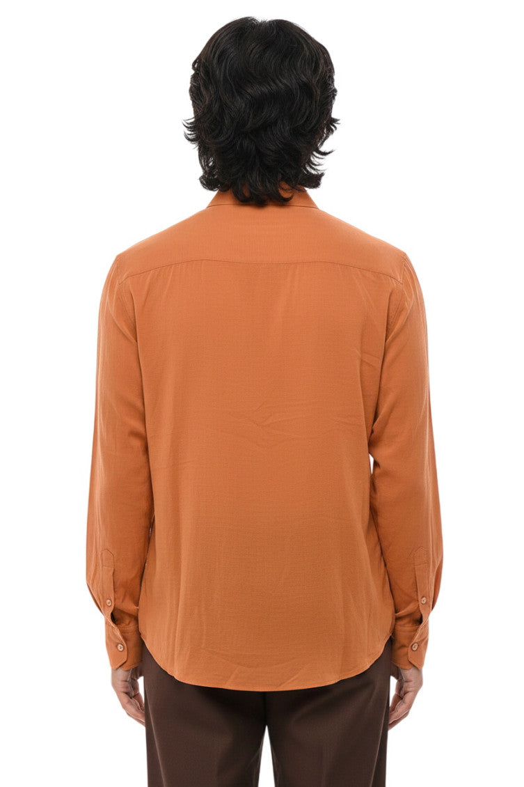 Orange Regular Solid Shirt 2