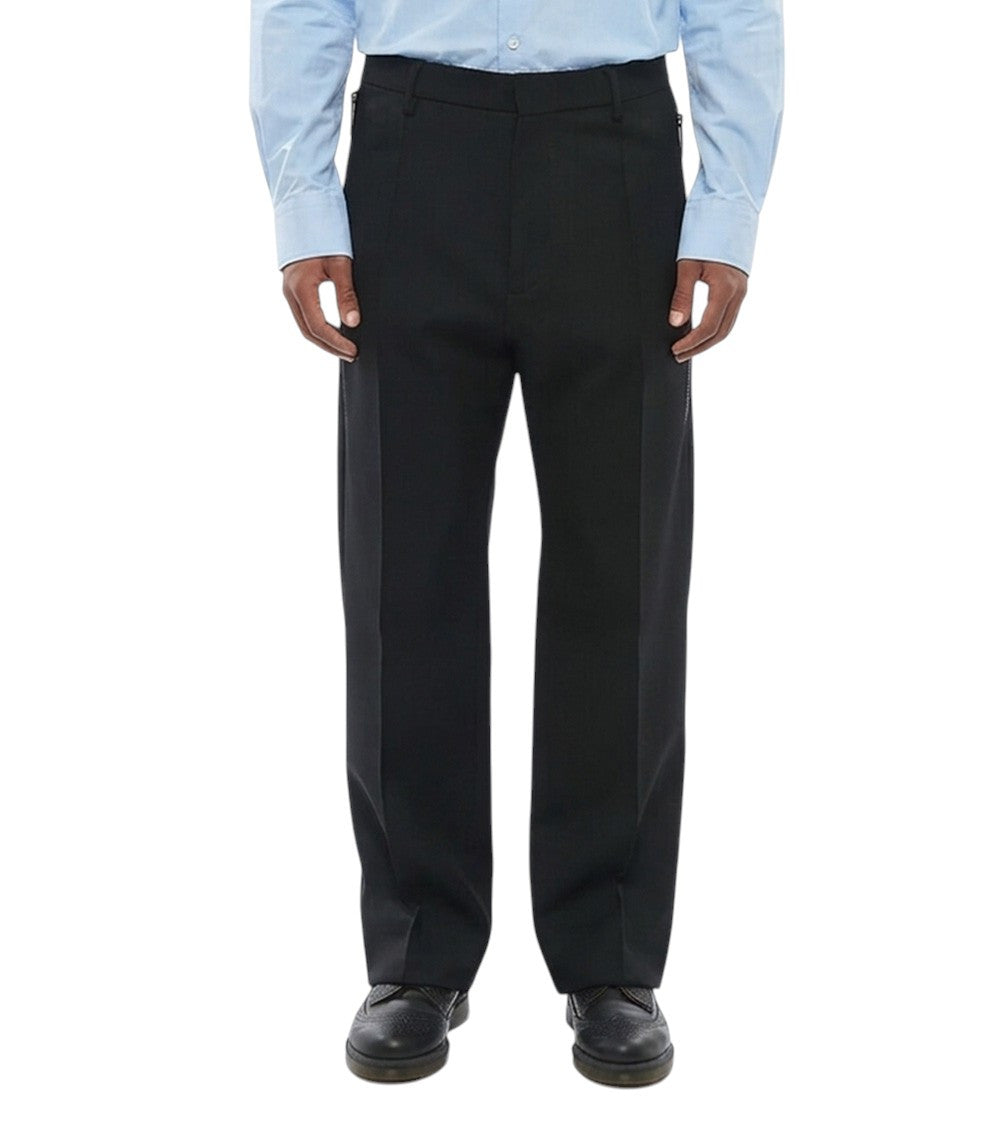 Black Relaxed Flat Front Pants 1