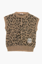 Girls Brown Jacquard Sweaters 1
