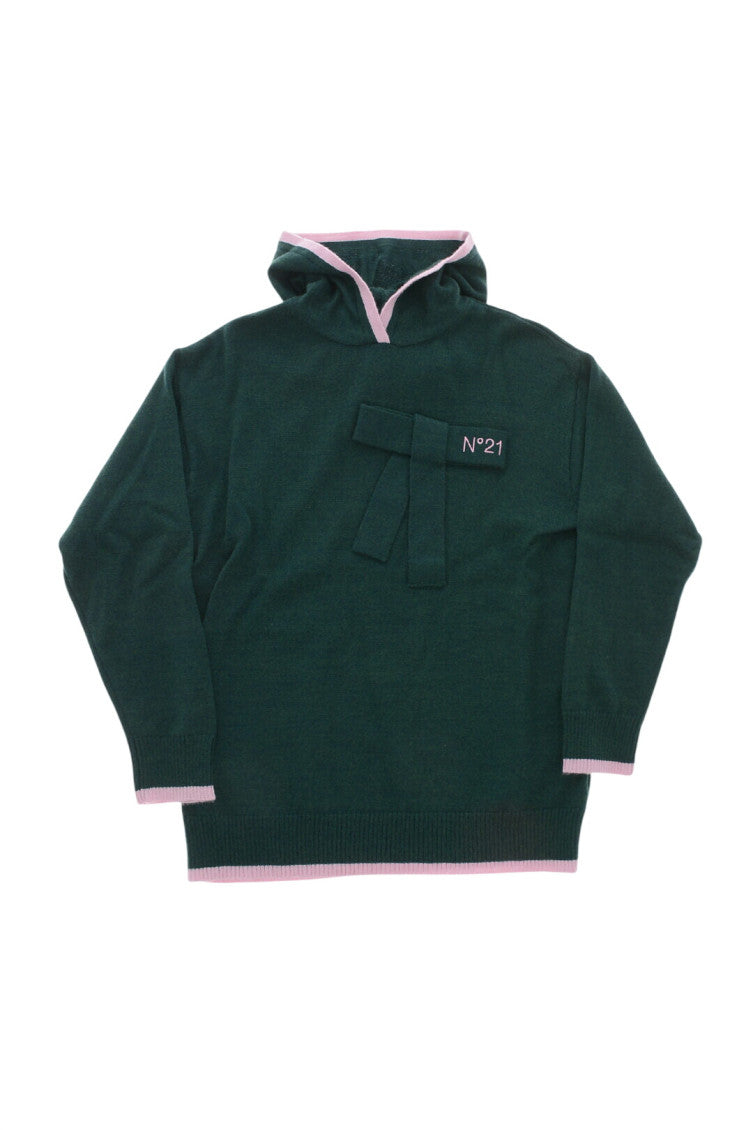 Girls Green Logo Hoodie 1