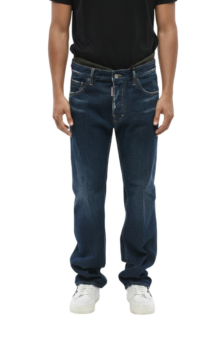 Navy Blue Distressed Jeans 1