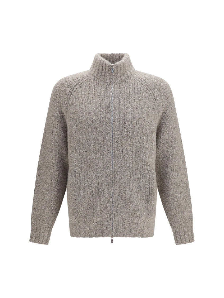 Light Taupe Zip-Up Cardigan 1
