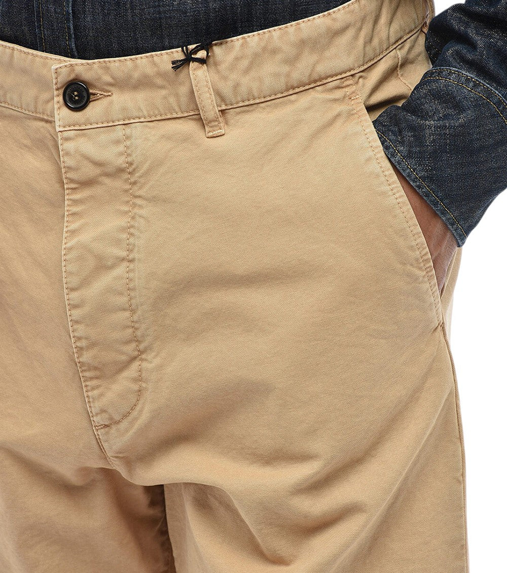 Beige Straight Solid Trousers 3