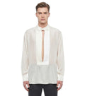 White Relaxed Pleated Shirt 1