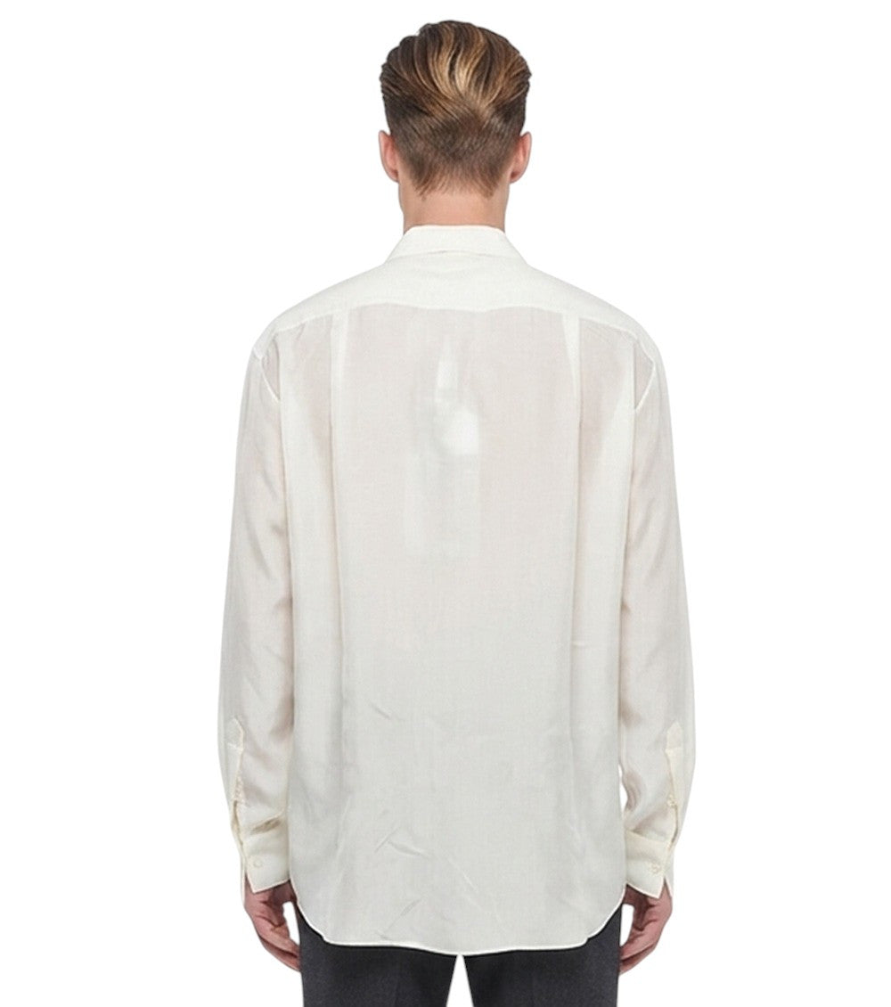 White Relaxed Pleated Shirt 2