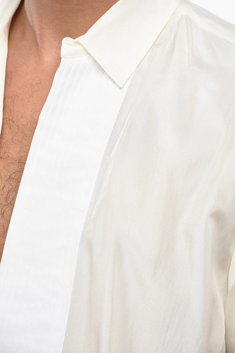 White Relaxed Pleated Shirt 3