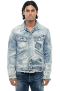 Blue Distressed Denim Jacket 1