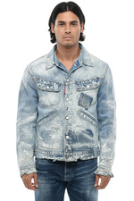 Blue Distressed Denim Jacket 1