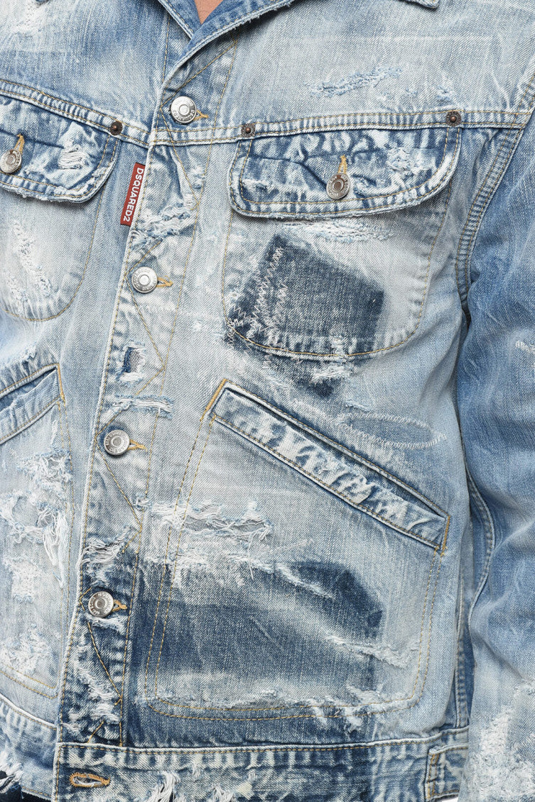 Blue Distressed Denim Jacket 3