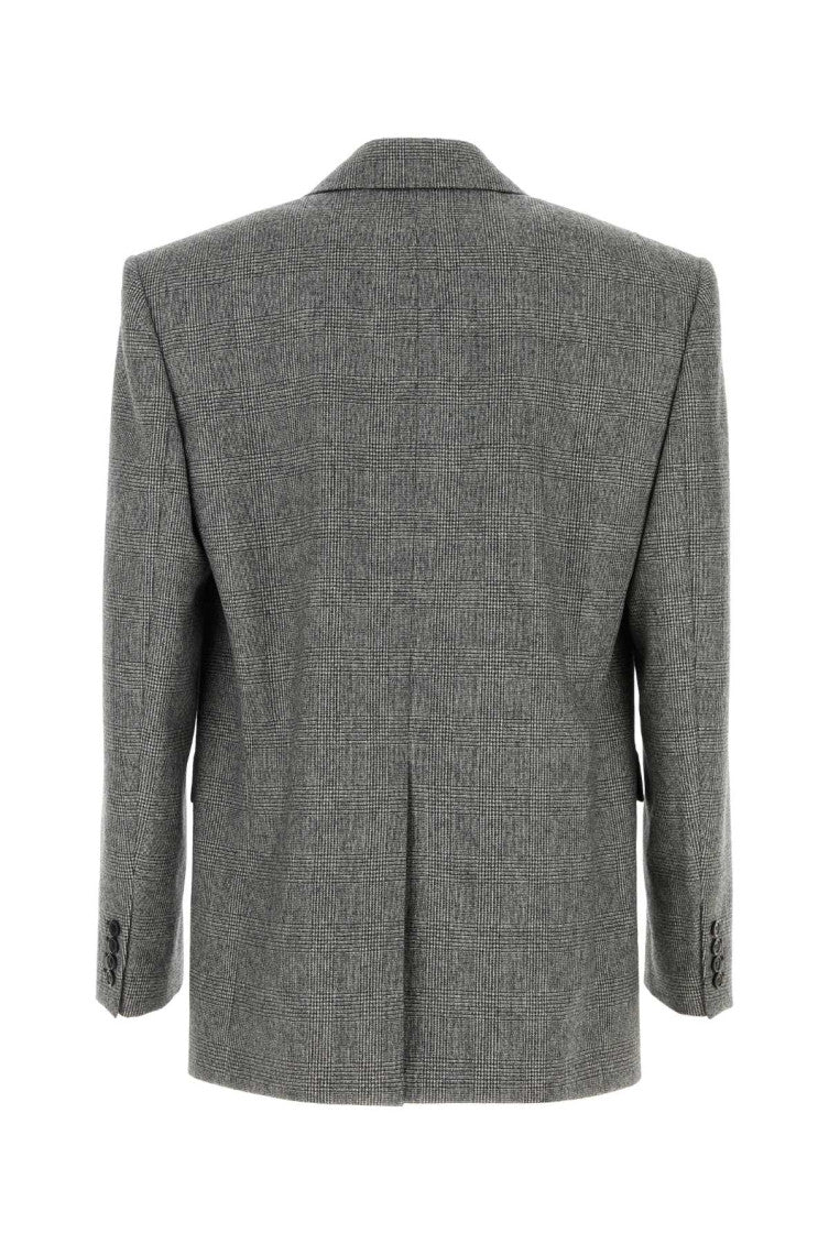 Grey Single Breasted Flannel Blazer 2