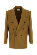 Khaki Double-Breasted Wool Blazer 1