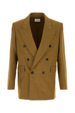 Khaki Double-Breasted Wool Blazer 1