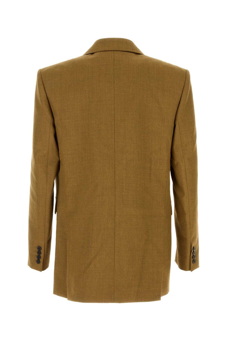Khaki Double-Breasted Wool Blazer 2