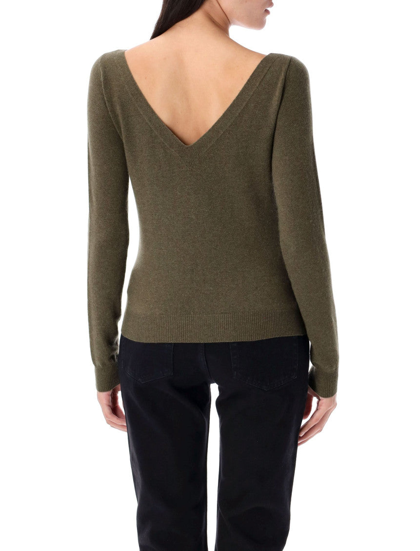 Khaki V-neck Sweater 2