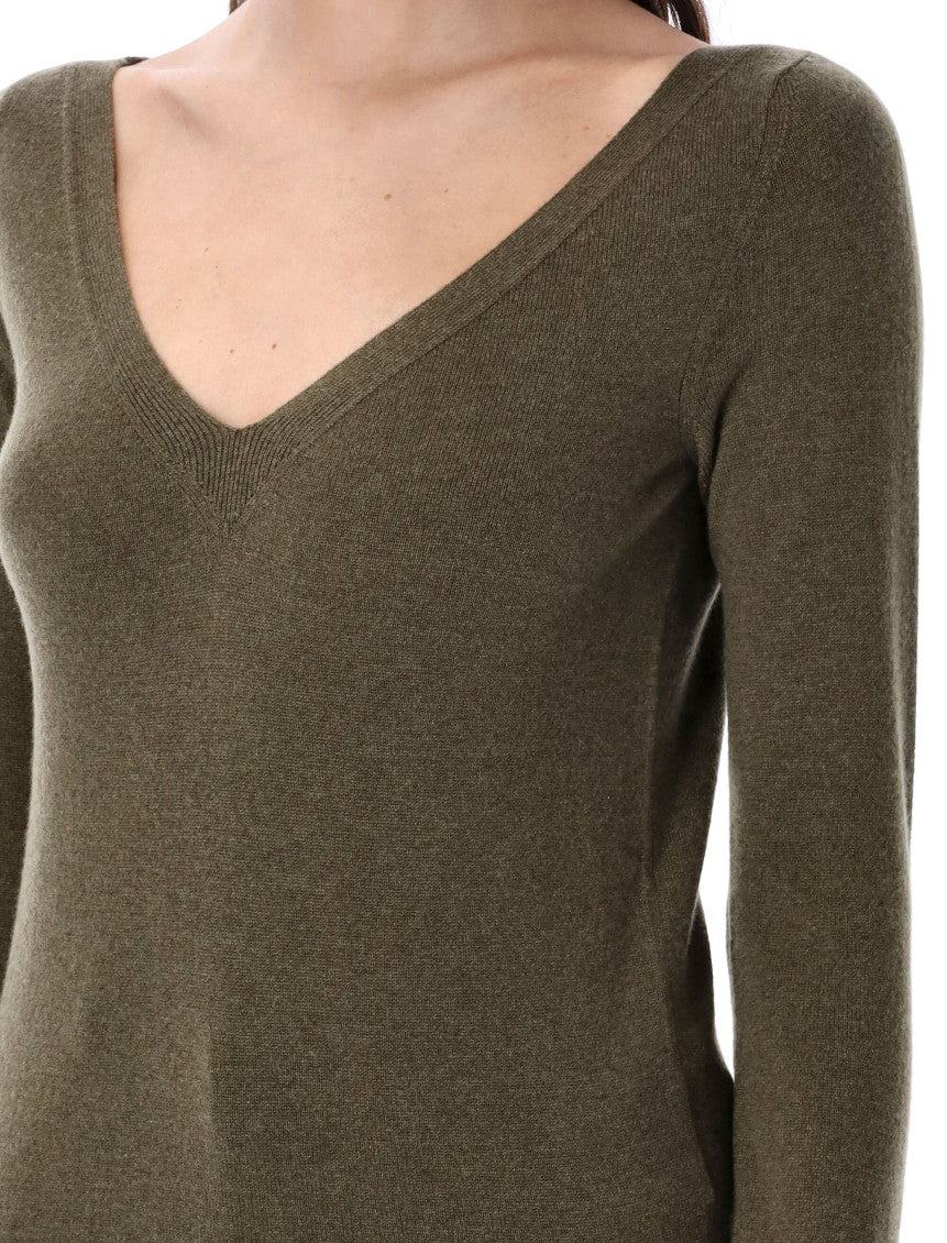 Khaki V-neck Sweater 3