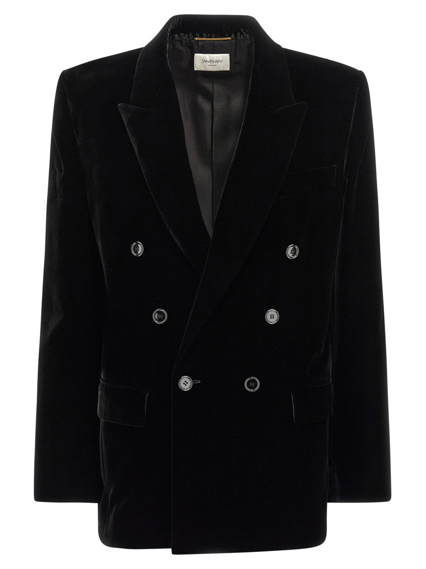 Black Velvet Double-breasted Blazer 1