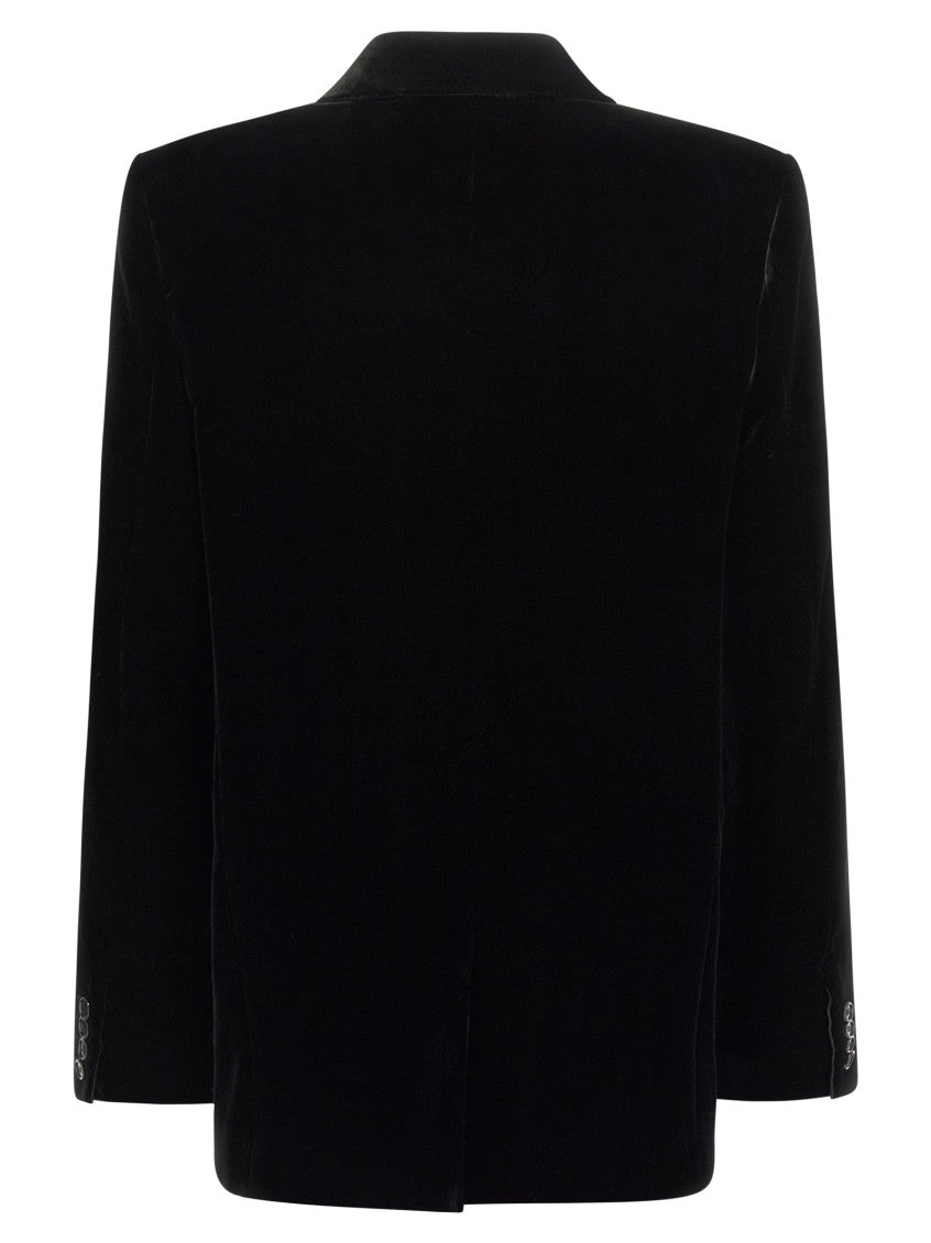 Black Velvet Double-breasted Blazer 2