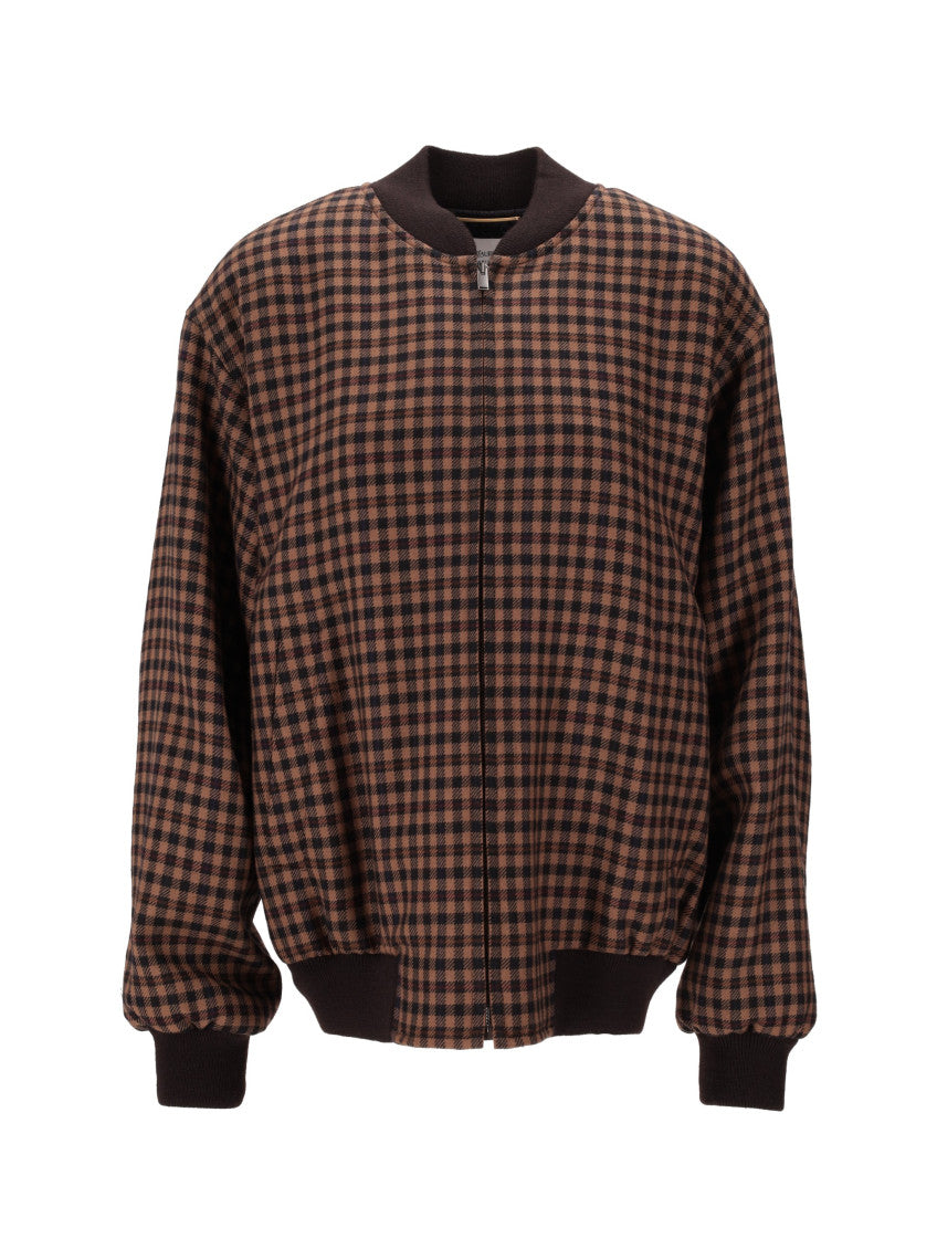 Beige Check Bomber Jacket 1