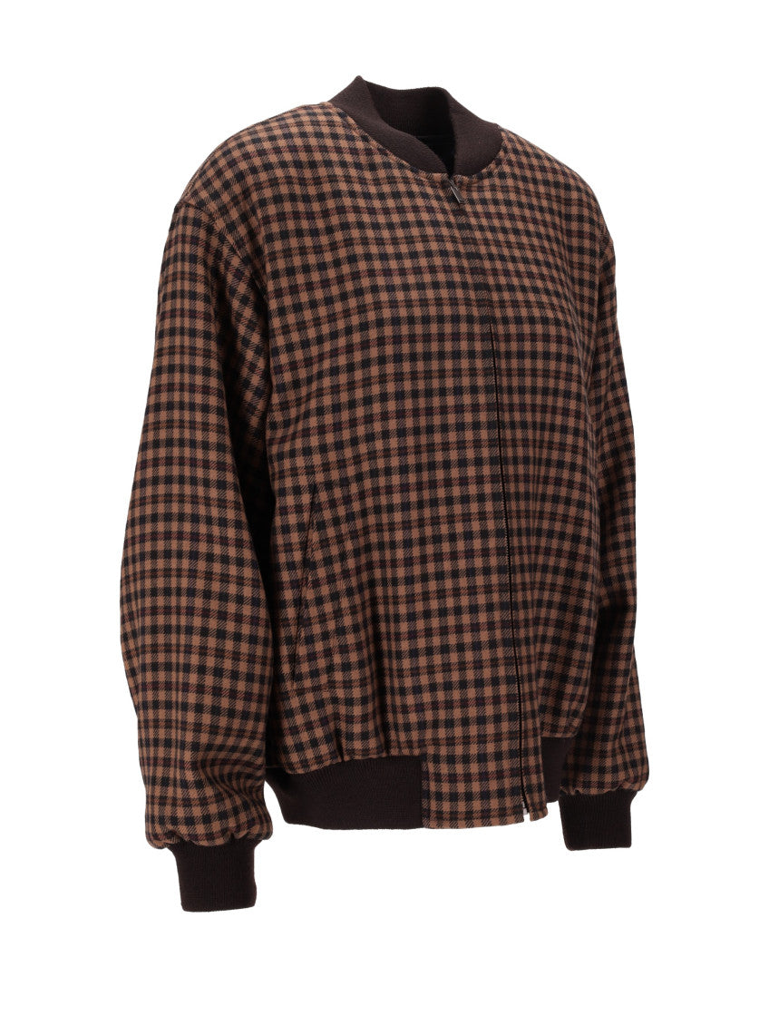 Beige Check Bomber Jacket 2