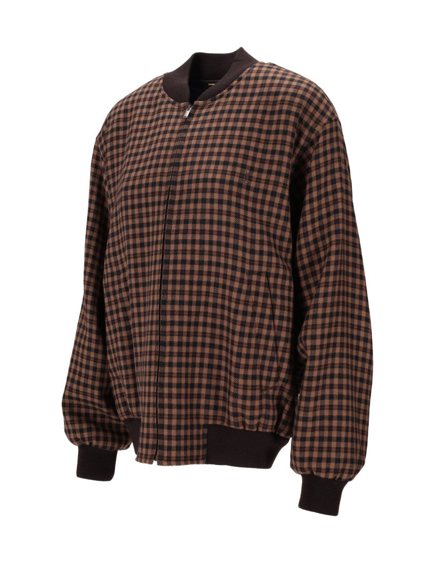 Beige Check Bomber Jacket 3