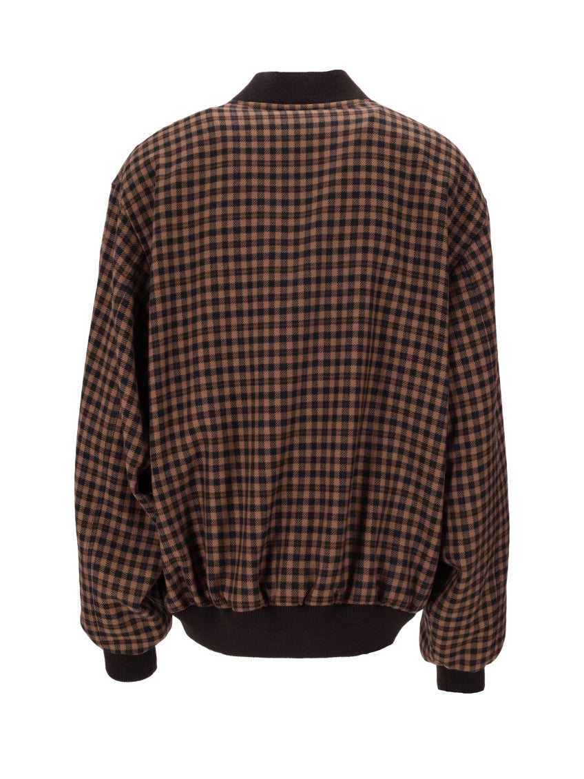 Beige Check Bomber Jacket 4