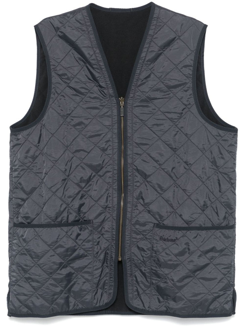 Navy Blue Quilted Sleeveless Vest 1
