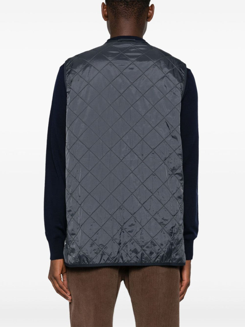 Navy Blue Quilted Sleeveless Vest 5