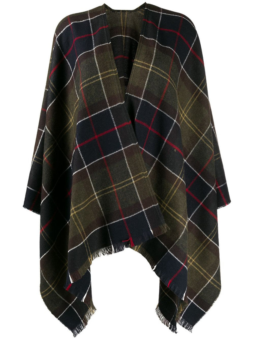 Green Tartan Printed Poncho 1