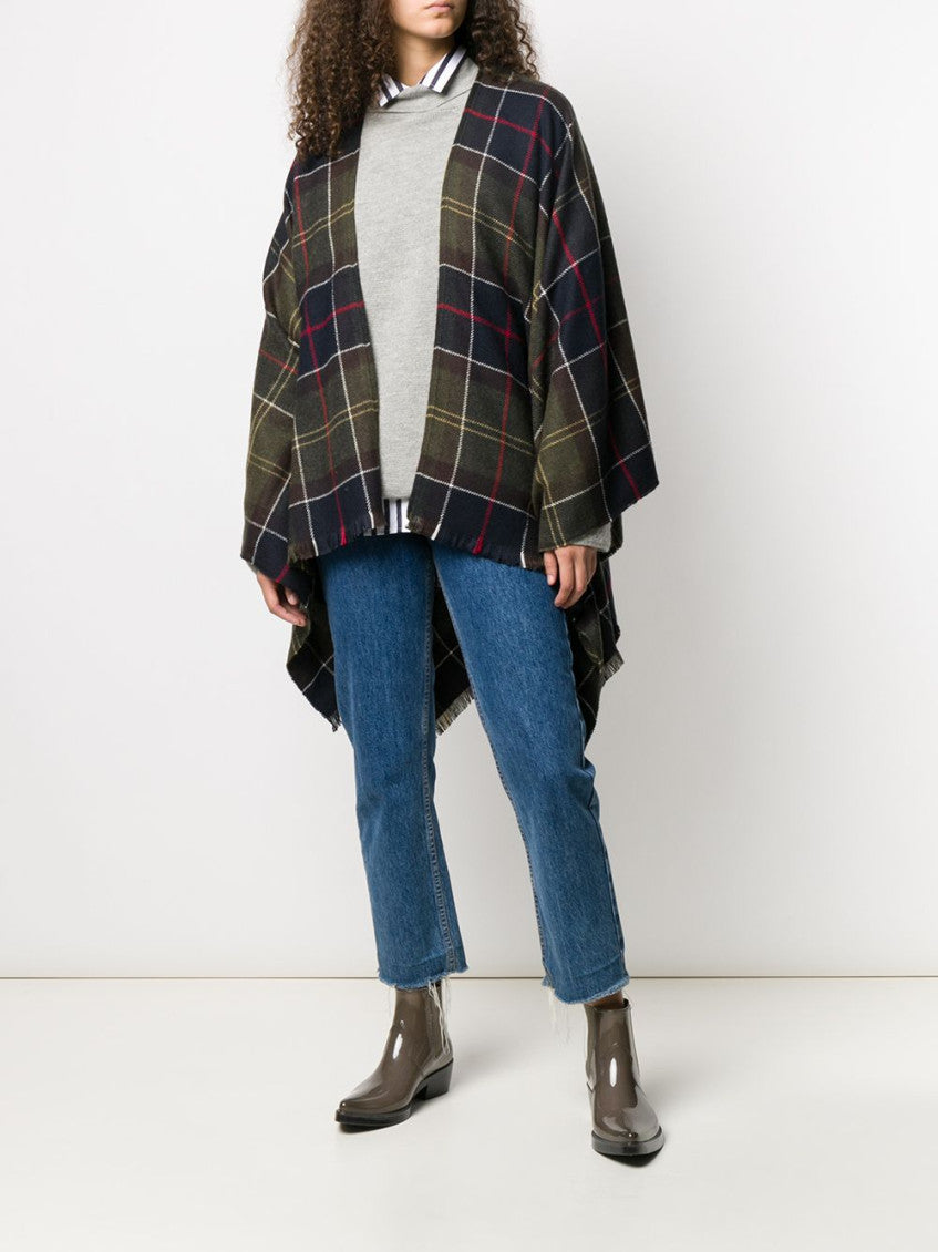 Green Tartan Printed Poncho 2