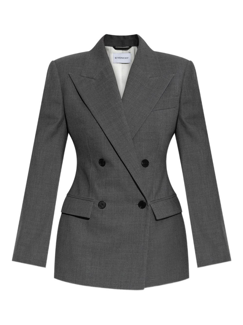Grey Double-breasted Blazer 1
