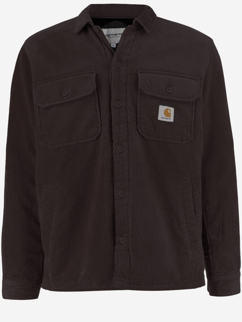 Dark Brown Corduroy Logo Shirt Jacket 1