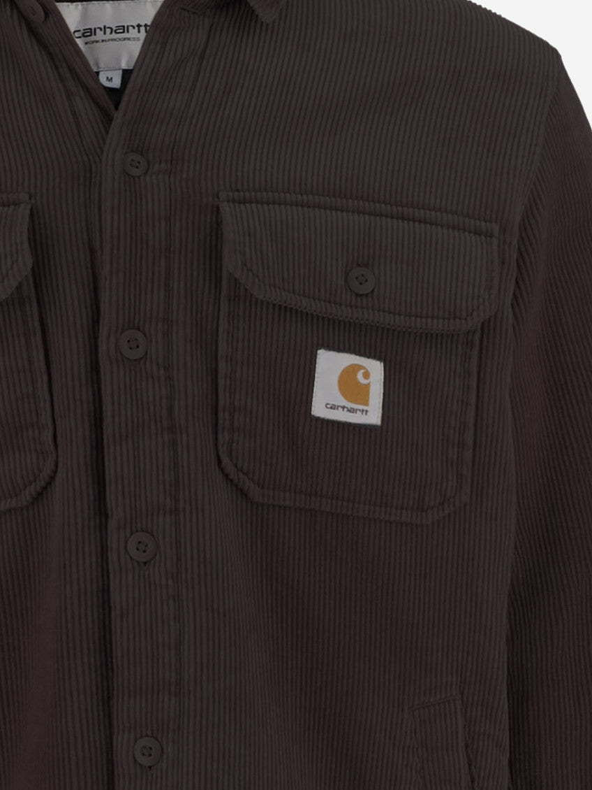 Dark Brown Corduroy Logo Shirt Jacket 3
