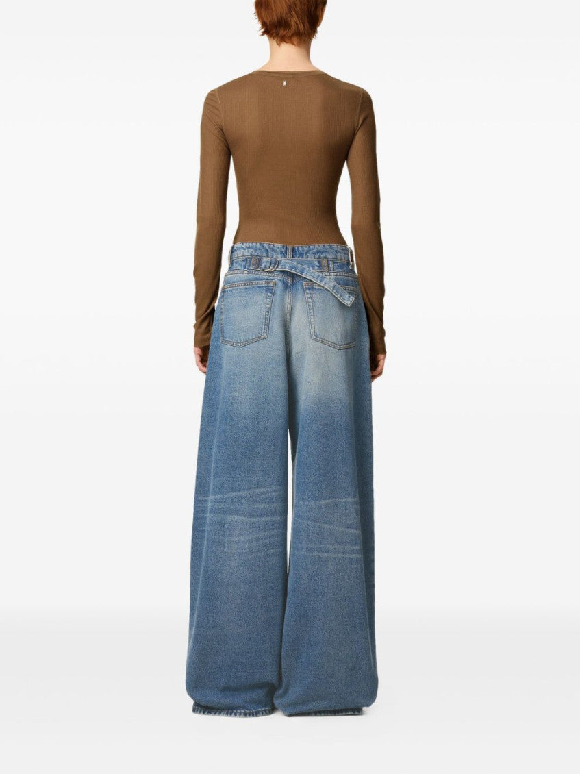 Blue wide-leg denim jeans 2