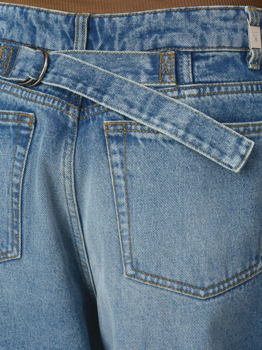 Blue wide-leg denim jeans 4