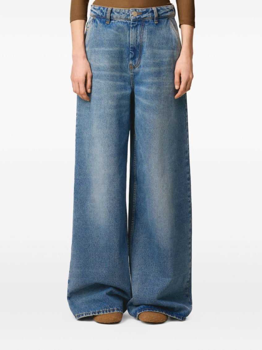 Blue wide-leg denim jeans 5