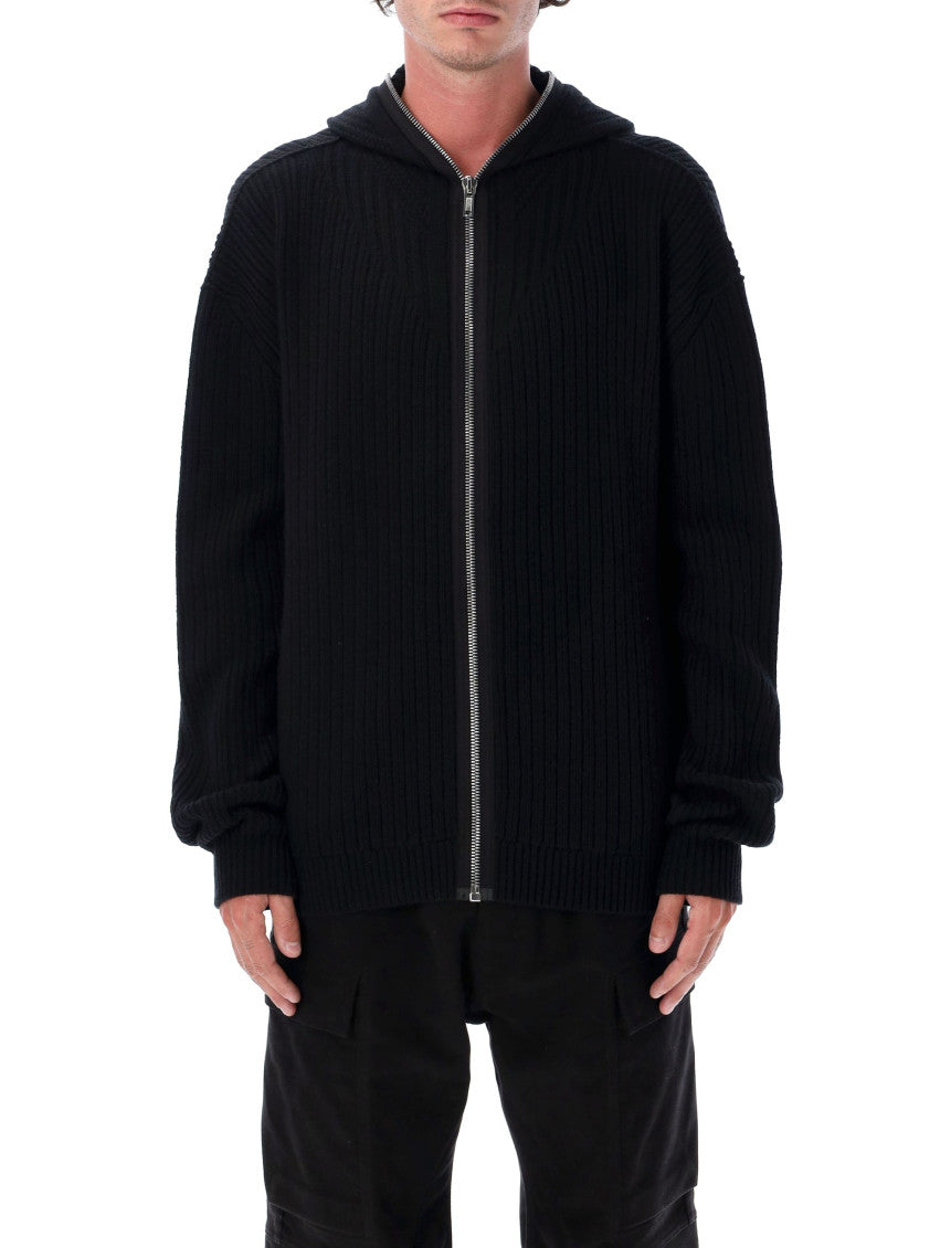 Black Ribbed Zip Hoodie 1