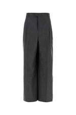 Grey Wide Leg Wool Trousers 1