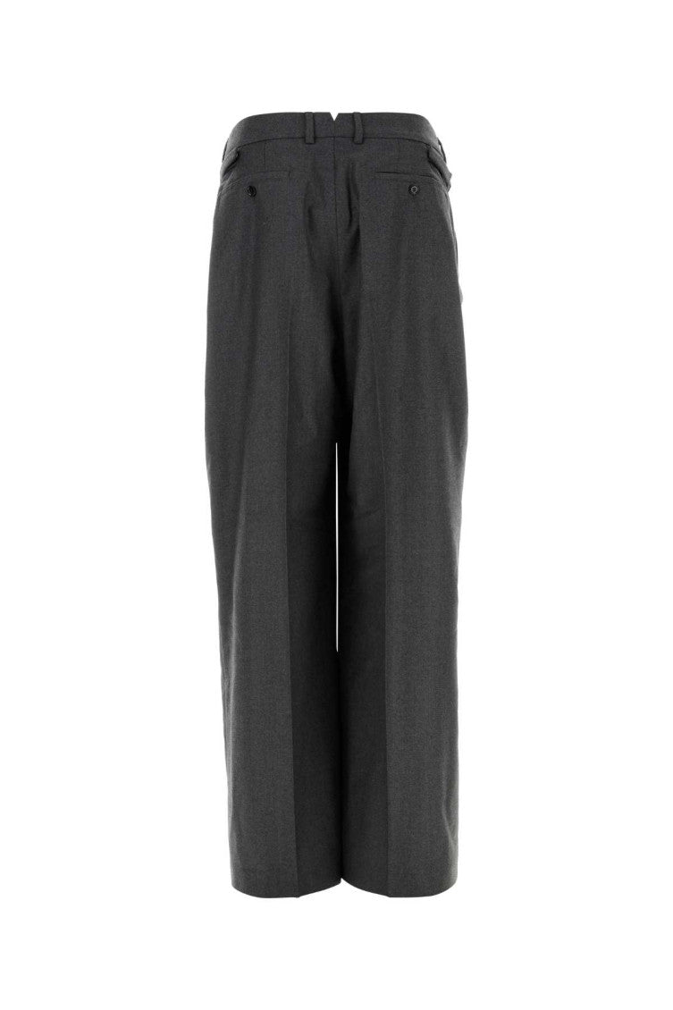 Grey Wide Leg Wool Trousers 2