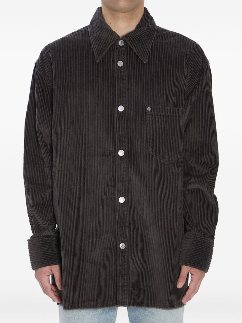 Grey Corduroy Patch Pocket Overshirt 1