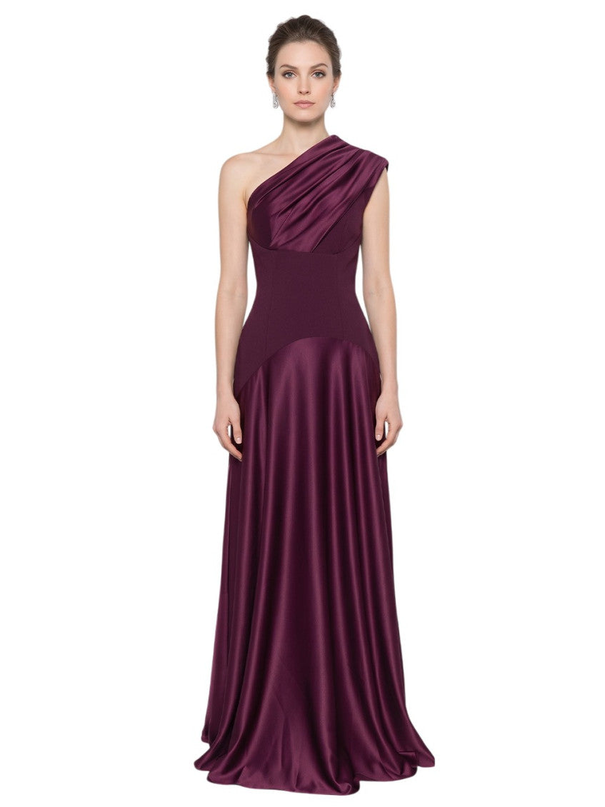Dark Purple One Shoulder Maxi Dress 1