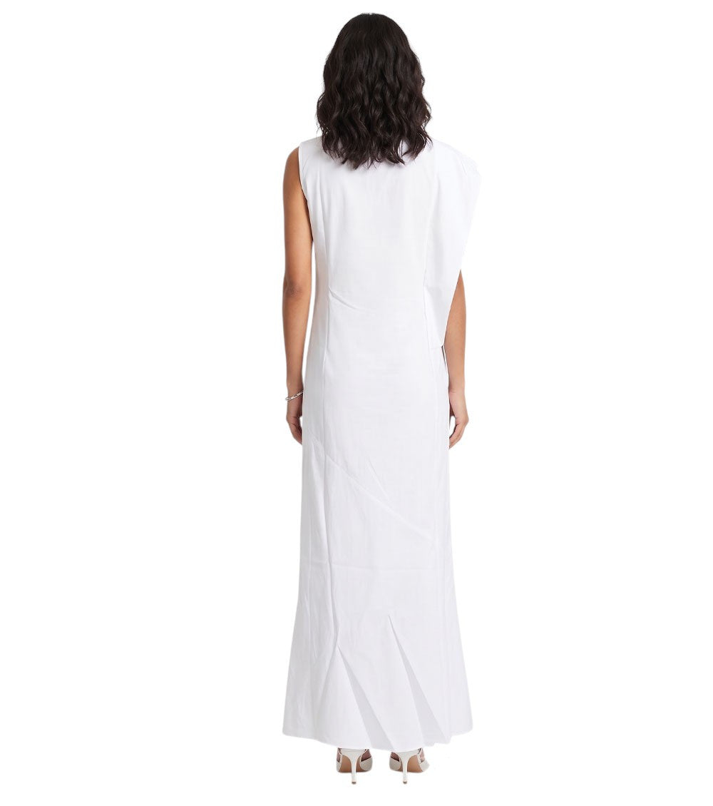 White Boat Neck Maxi Dress 2