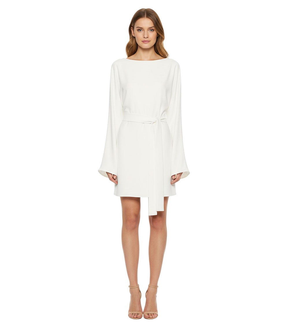 White Boat Neck Mini Dress 1