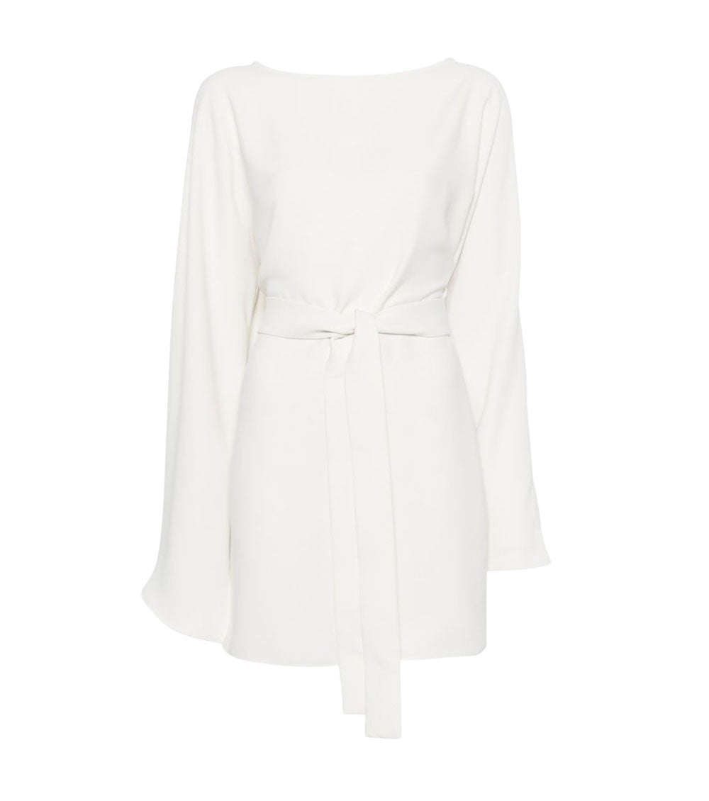 White Boat Neck Mini Dress 3