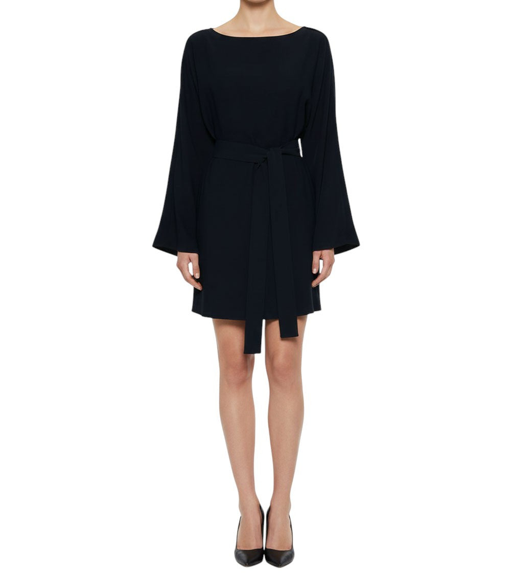 Black Boat Neck Mini Dress 1