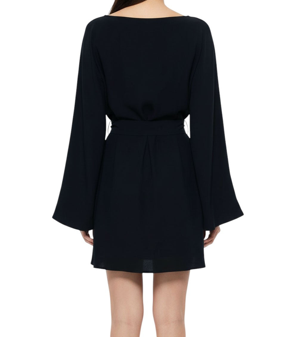 Black Boat Neck Mini Dress 2