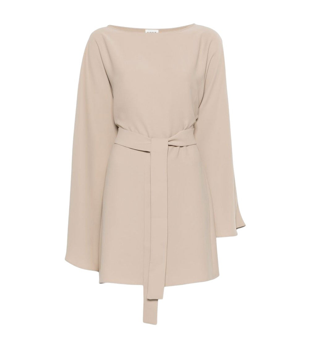 Beige Boat Neck Mini Dress 1